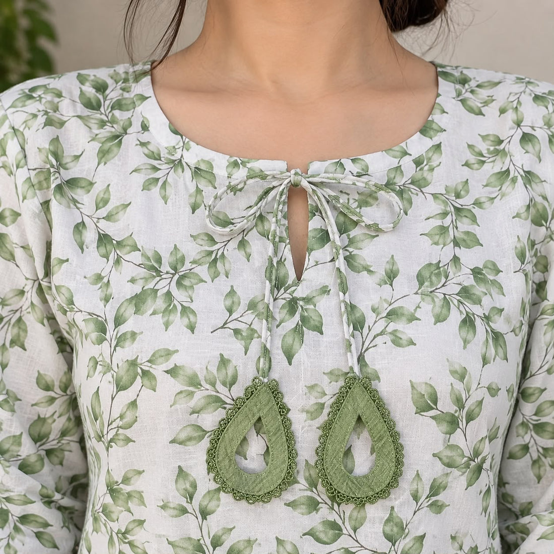Mint Green Floral Printed cotton Kurti for Girls
